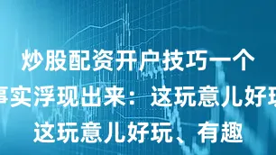 炒股配资开户技巧一个扎心的事实浮现出来：这玩意儿好玩、有趣